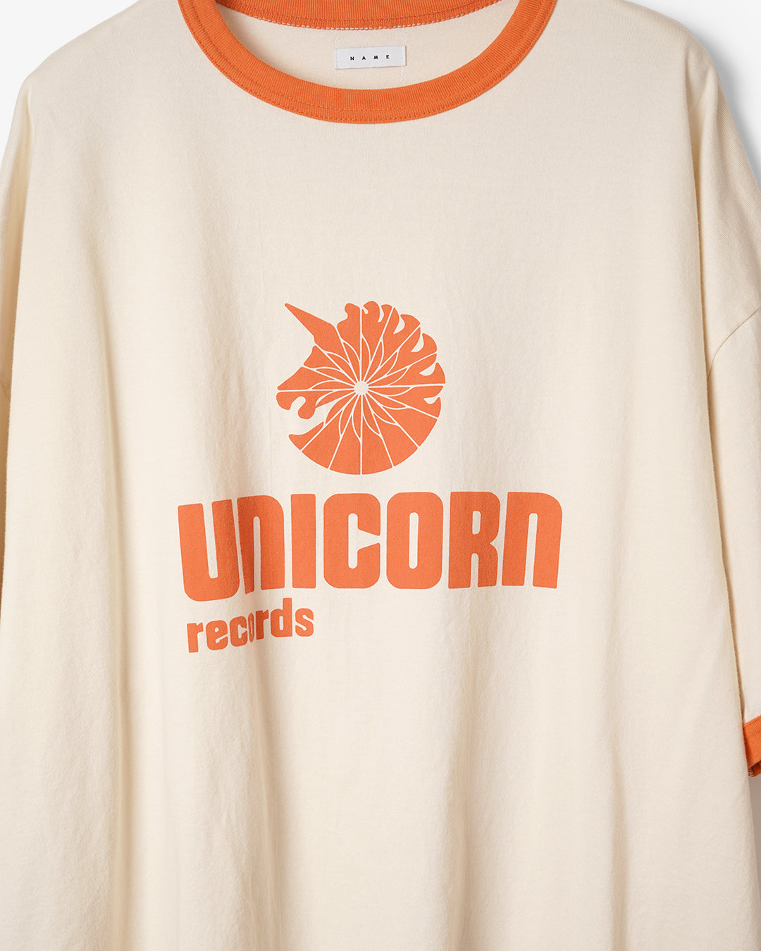 40/2 COTTON PRINT TEE "UNICORN RECORD"NATURAL