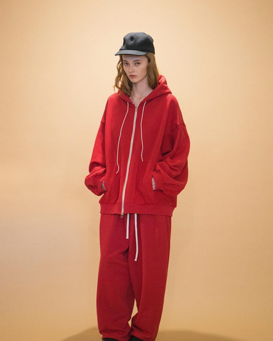 OVERSIZED WIDE EASY SWEAT PANTS(RED)